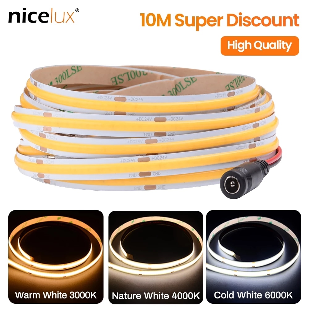 10M COB LED   Ʈ  8mm 312 LED/m е DC 12V 24V   Ʈ,    ڿ  